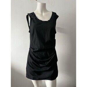 Vera Wang Black Cocktail Dress 8 cotton stretch dragonfly NYE party holiday New